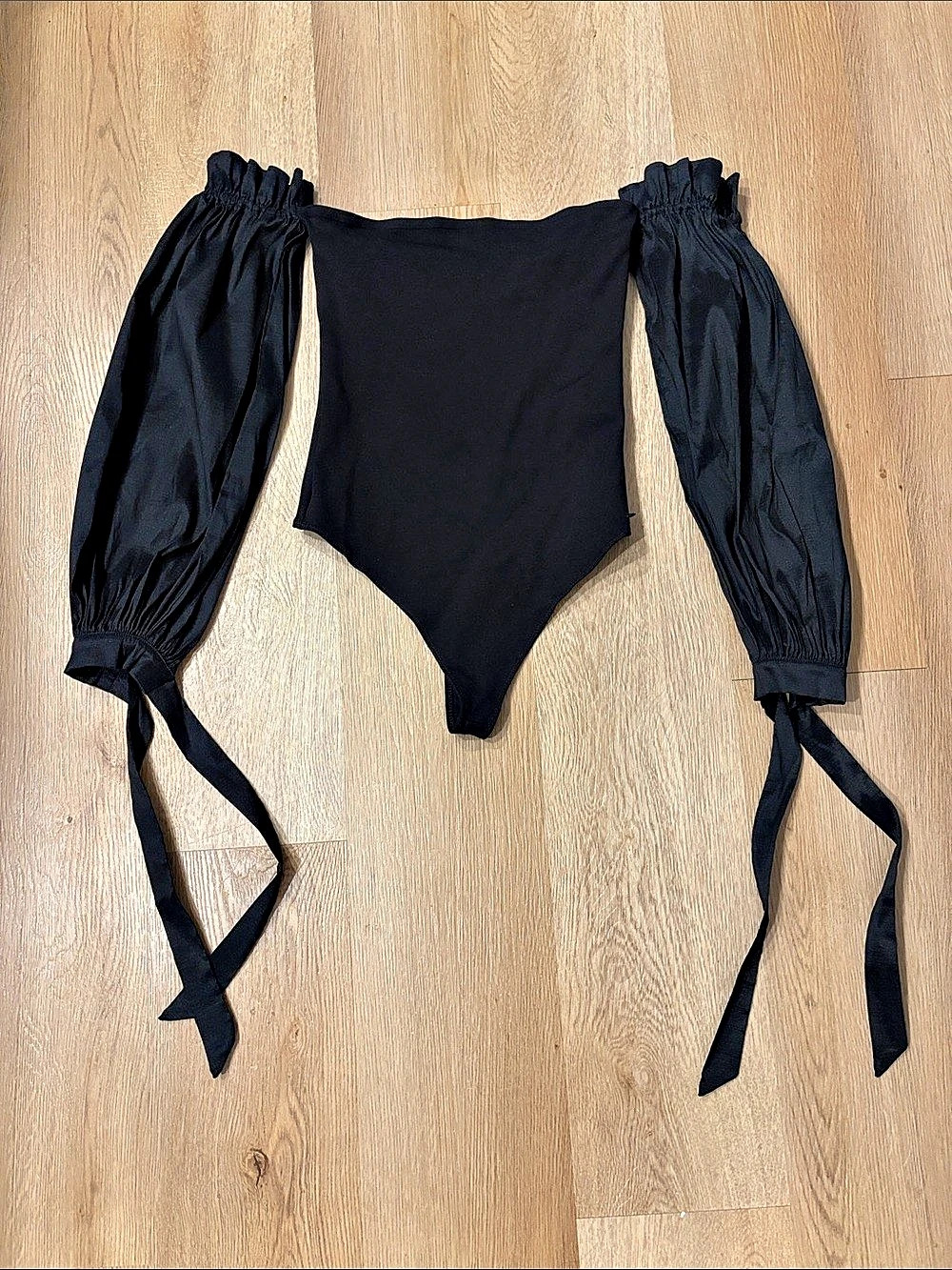 Majorelle Bliss Bodysuit Black Puff Sleeve